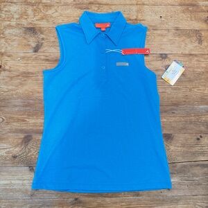 Redvanly Perry Polo Blue Ladies Sleeveless Performance Golf Sports Top Small NWT